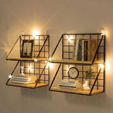 Wall-Mounted Shelf Organizer – Metal & Wood Storage Rack for Home & Office