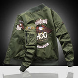 Men’s Embroidered Cartoon Bomber Jacket – Military Style Casual Outerwear
