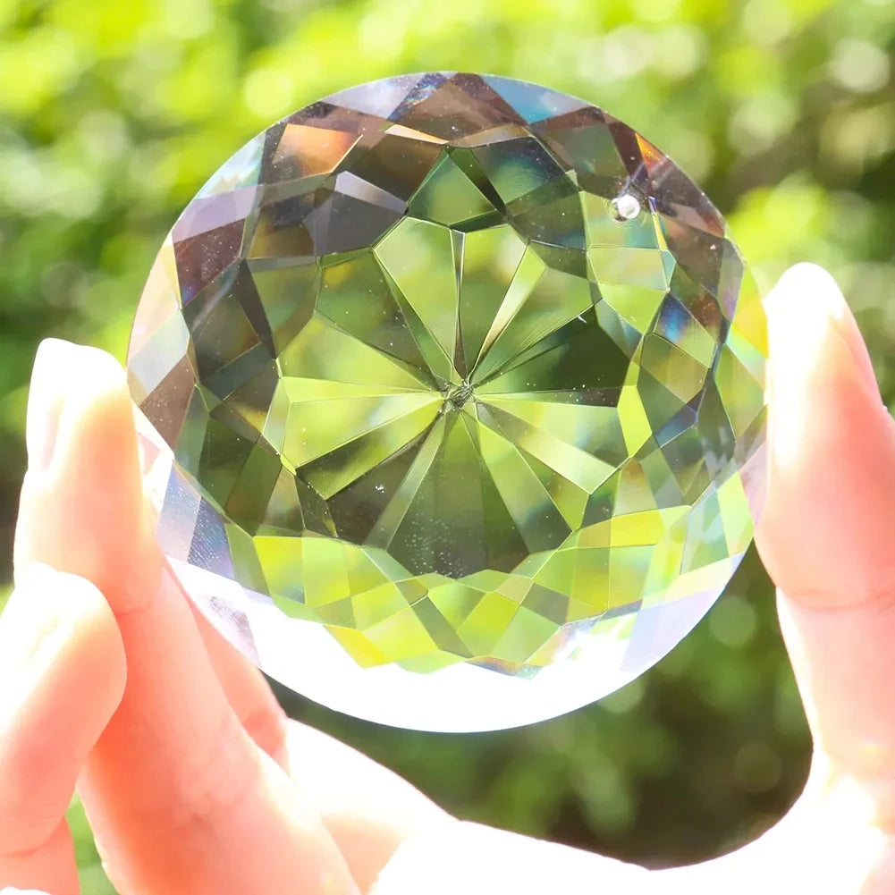 60mm Crystal Mandala Suncatcher – Faceted Glass Rainbow Prism for Home & Garden Décor