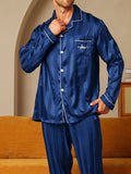Men’s Long Sleeve Pajama Set – Lightweight Turn-Down Collar Loungewear with Full Coverage Comfort