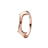 Anillo de plata 925 chapado en oro nuevo 2024 con circonita brillante y doble banda en forma de corazón para mujer, anillo Pandor original, joyería fina