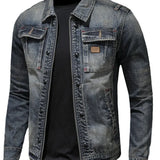 Men’s Casual Loose-Fit Denim Jacket with Zipper Closure – Stylish Outerwear for Spring & Autumn
