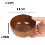 Cuenco japonés de madera maciza | Vajilla retro de madera de azufaifo para sopas y ensaladas