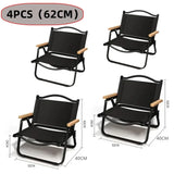 Foldable Carbon Steel Camping Chair with Oxford Fabric and Wooden Armrests
