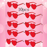 10 gafas de sol con forma de corazón, gafas de sol con forma de corazón, sin marco, de una pieza, de colores deslumbrantes
