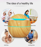 Humidificador de aire ultrasónico y difusor de aceites esenciales: vaporizador frío con textura de madera para dormitorio 