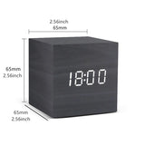 Modern Wooden Digital LED Alarm Clock with USB or Battery Power