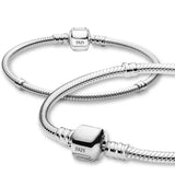 925 Sterling Silver Snake Chain Charm Bracelet for Women