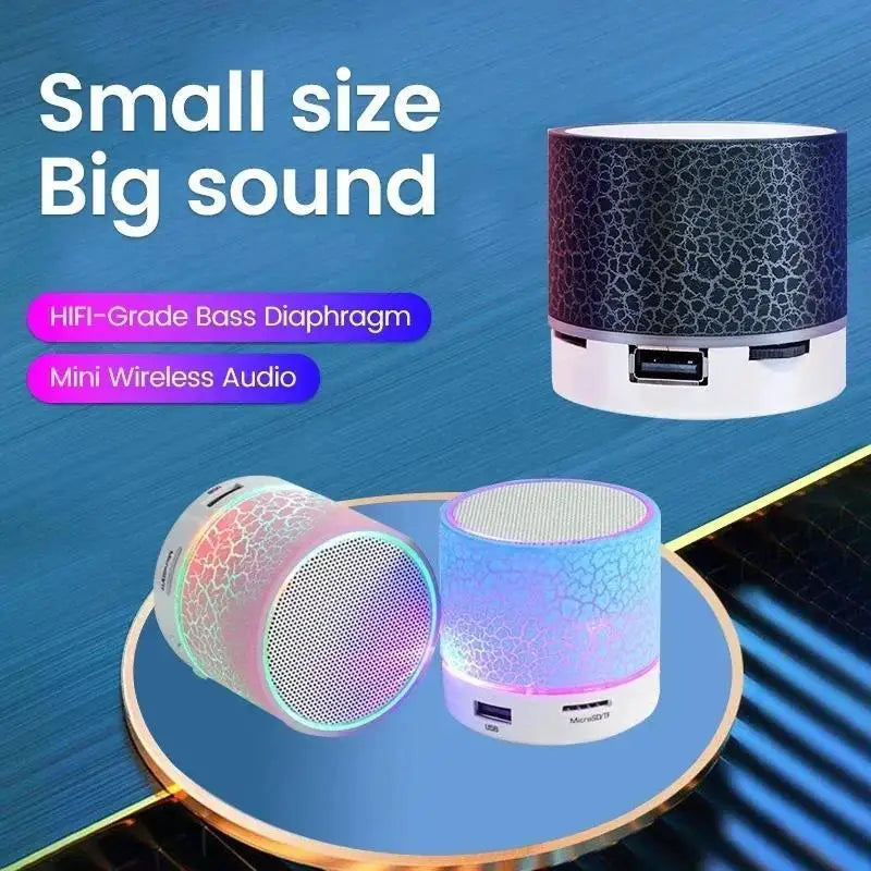 Mini Bluetooth Speaker with Crack LED Lights – Wireless Portable Loudspeaker with USB, SD Card, and Subwoofer for PC & Phone