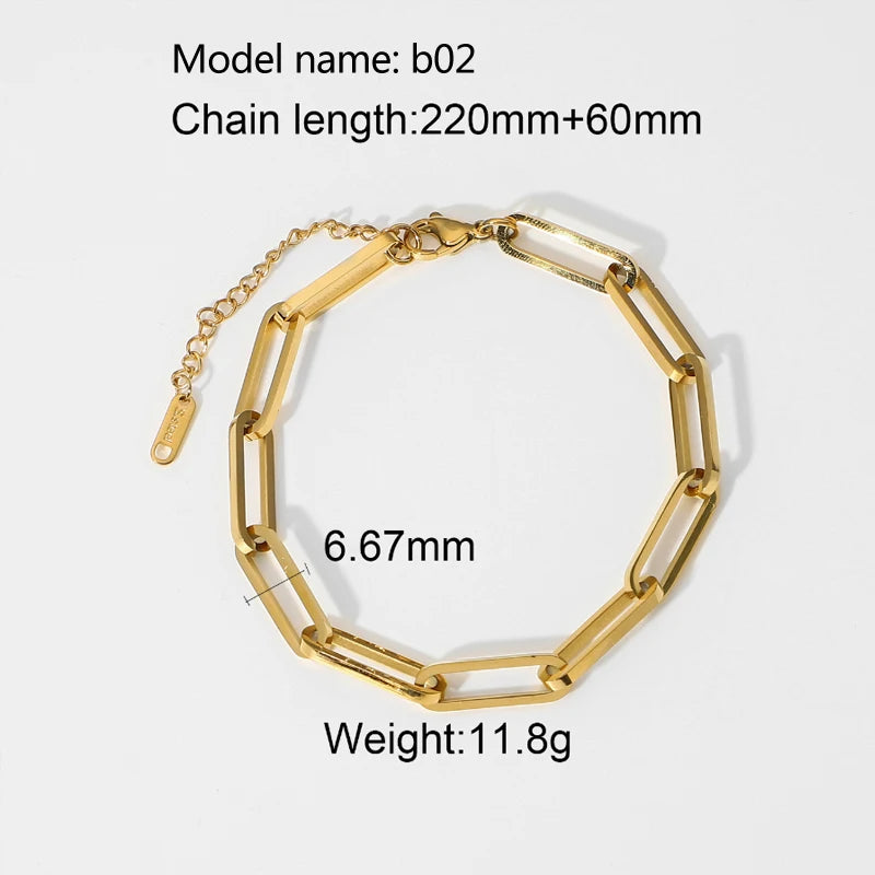 Classic Gold-Plated Stainless Steel Snake Chain Bracelet for Women