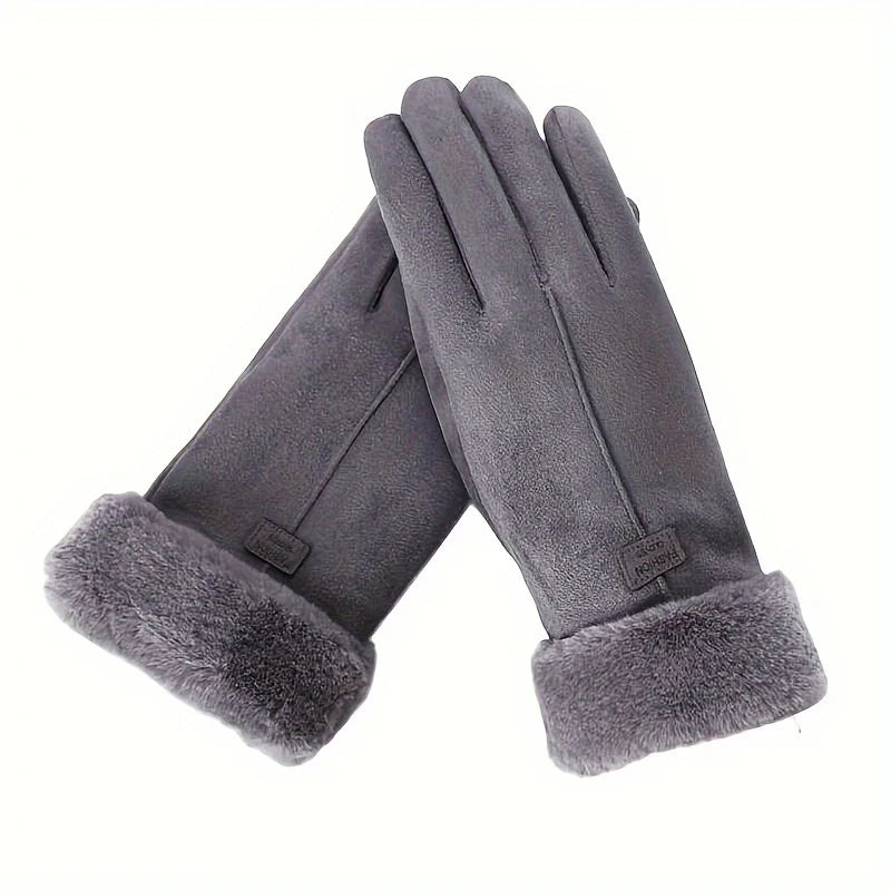 Women's Winter Leather Touchscreen Gloves – Warm Plush Lined Ski Gloves