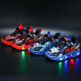 Spiderman LED Light-Up Sneakers for Boys - Anti-Slip Sports Shoes