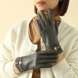 Fashionable Women’s Wrist-Length Gloves – Premium Synthetic Leather & Spandex