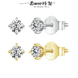 D Color Moissanite Stud Earrings - 925 Sterling Silver 4-Prong Wedding Jewelry