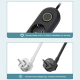 Regleta con enchufe europeo, 3 puertos USB y 3 tomas de CA, cable alargador de 2500 W