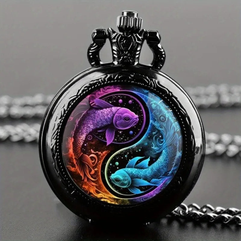 Vintage Oval Cameo Pocket Watch – Gold-Plated Resin Pendant with Quartz Movement