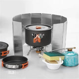 Paravientos plegable ultraligero de 10 placas para estufas de camping y cocinas de gas