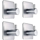 Ganchos de pared adhesivos de acero inoxidable: toalleros multiusos para baño y cocina (juego de 4) 