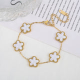 Adjustable Five-Flower Stainless Steel Bracelet for Women
