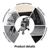 Large Pet Stroller – Detachable Carrier Cart for Dogs up to 30kg