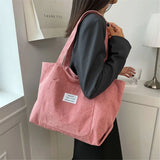 Autumn Winter Corduroy Shoulder Tote Bag – Fashionable Large Capacity Handbag for Women