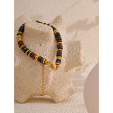 Pulsera de acero inoxidable con dijes de moda: pulsera de piedra geométrica bañada en oro para mujer