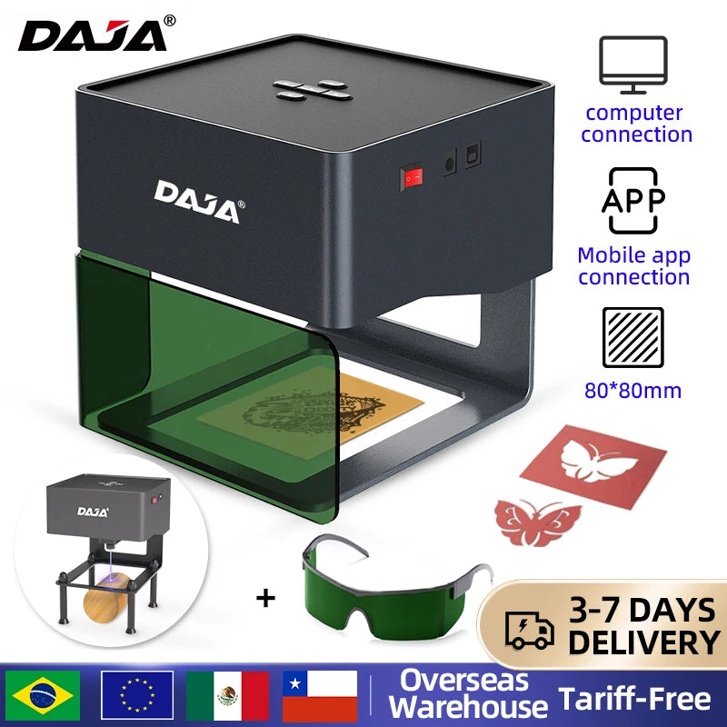 Mini grabador láser portátil, máquina CNC DIY con Bluetooth para madera, cuero, plástico y metal