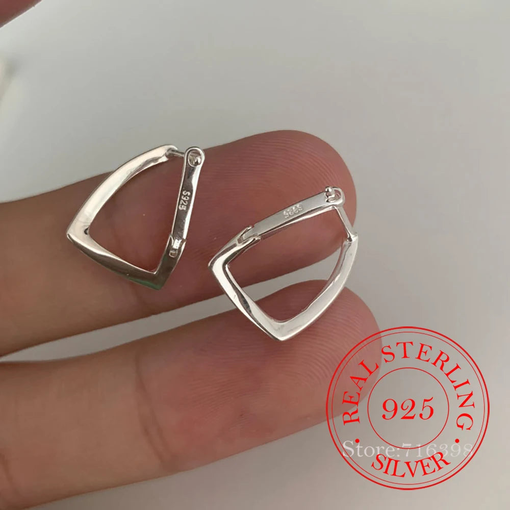 Elegant 925 Sterling Silver Zircon Hoop Earrings