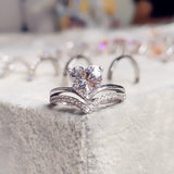 Heart-Shaped Zircon Bridal Ring Set for Women