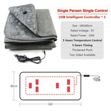 Electric Heated Blanket – Dual-Control, 5V Low Voltage, 5-Temperature Settings for Single or Double Bed Use