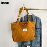 Autumn Winter Corduroy Shoulder Tote Bag – Fashionable Large Capacity Handbag for Women