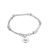 Personalized Stainless Steel Link Bracelet - Custom Name & Date Engraved Jewelry for Women