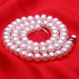 Elegant 925 Sterling Silver Freshwater Pearl Necklace – High Luster 6–11mm AAAA Round Pearls, 45cm for Women