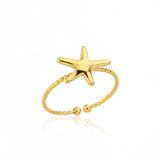Minimalist Geometric Stainless Steel Ring – Elegant Gold-Tone Adjustable Band