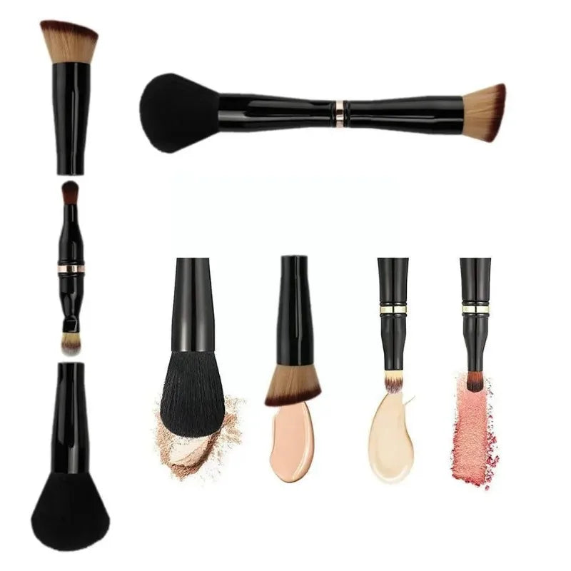 4-in-1 Double Ended Makeup Brush Set for Foundation, Concealer, Blush & Eyeshadow – Travel-Friendly