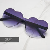 Gafas de sol gruesas sin marco en forma de corazón: modernas gafas de sol de fiesta con forma de corazón de melocotón