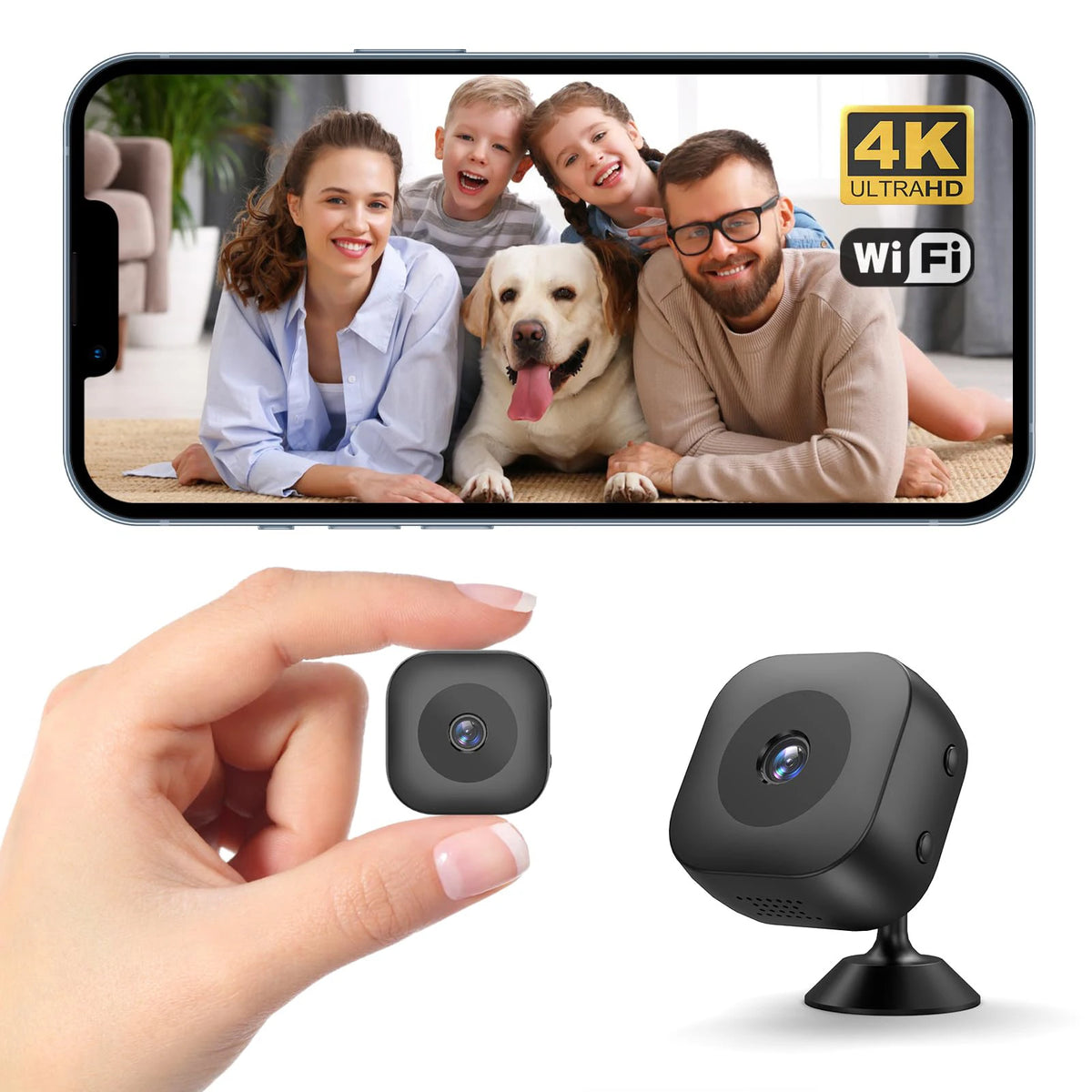 4K Mini Security Camera with Motion Detection & Night Vision for Indoor and Outdoor Use