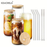 Vaso de vidrio de 18,6 oz con tapa y pajita: taza transparente para té con burbujas, cerveza, leche y moca