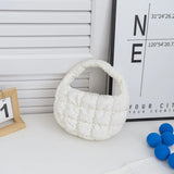 Mini Dumpling Shaped Linen Bag with Zipper Pocket – Soft Baguette Tote for Everyday Use