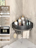 Estante de baño de aluminio sin taladros: estante de almacenamiento y champú para montaje en pared