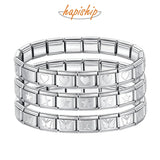 Hapiship 2024 Joyería para mujer Pulsera elástica italiana de 9 mm de ancho con dije de estrella, corazón y mariposa, brazalete de acero inoxidable de moda ST-