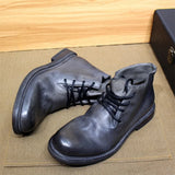 Men's Genuine Leather Motorcycle Boots - Handmade British Style Ankle Boots