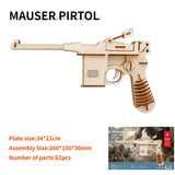 Military-Themed 3D Wooden Puzzle - DIY Gun Model Building Kit for Kids & Adults