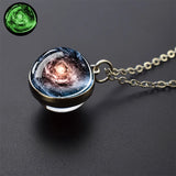 Vintage Glow-in-the-Dark Round Pendant Necklace – Unisex Metal Design