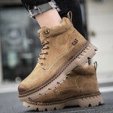 Men's Genuine Leather Hiking Boots - Comfortable Ankle Boots for Outdoor & Casual Wear