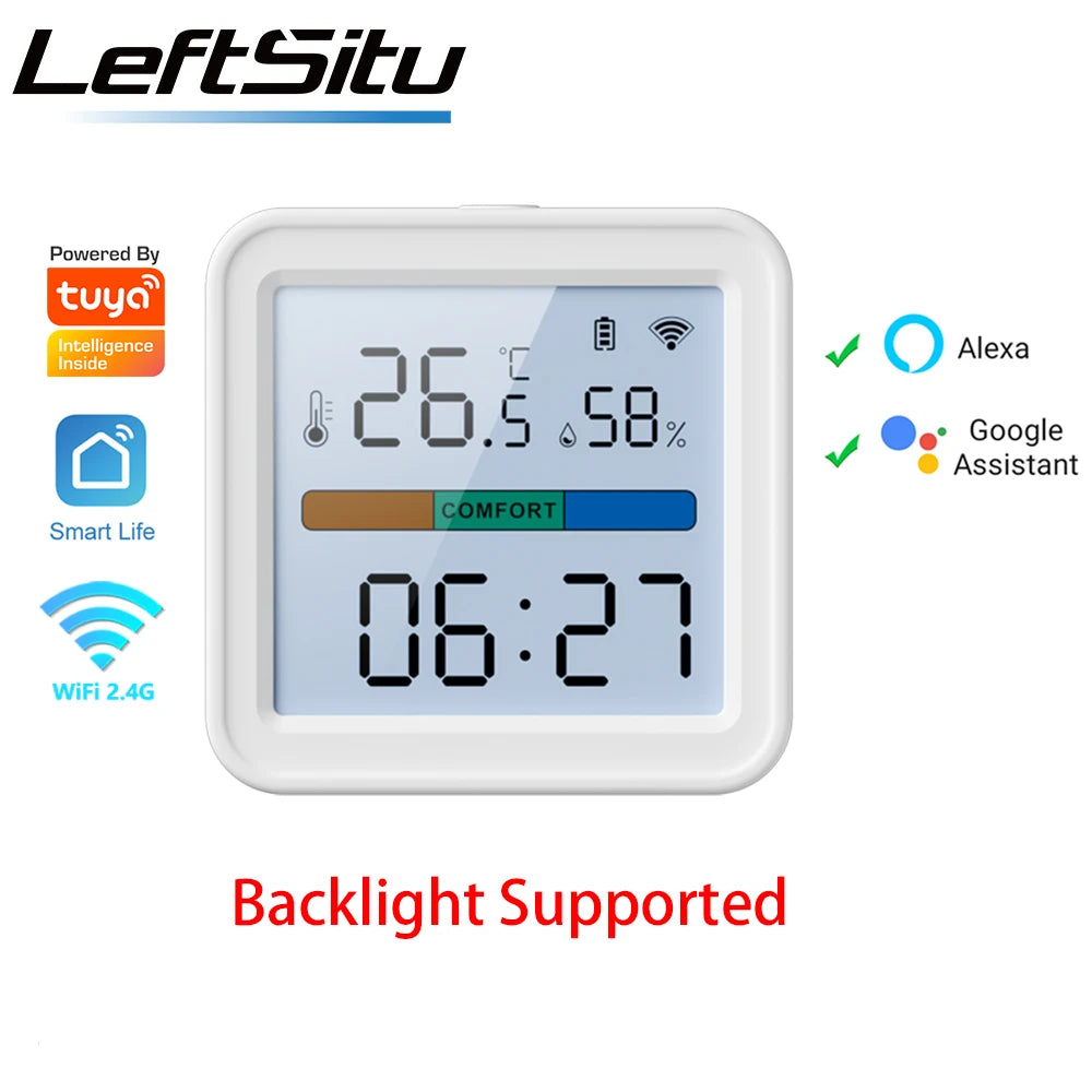 WiFi Smart Temperature & Humidity Sensor – Tuya Smart Life Compatible