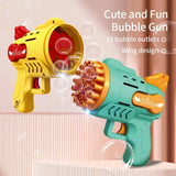Light-Up Bubble Gun for Kids - 29-Hole Gatling Blaster with LED Effects