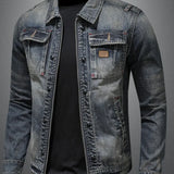 Men’s Casual Loose-Fit Denim Jacket with Zipper Closure – Stylish Outerwear for Spring & Autumn