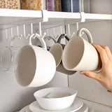 Stainless Steel Kitchen Mug Holder - Wall-Mounted Coffee Cup Rack with 6 Hooks