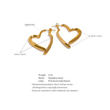 Heart-Shaped Stainless Steel Hoop Earrings with PVD Gold Plating – Elegant and Lightweight Jewelry for Women